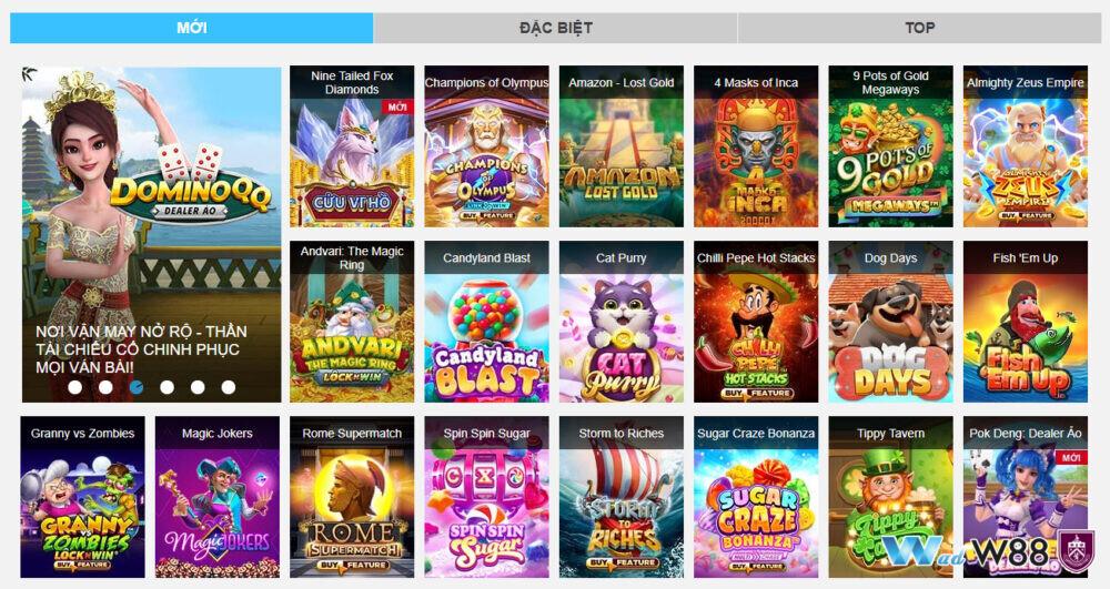 Các game slot ở MicroGaming W88 siêu nhiều