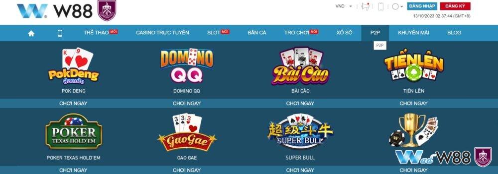 Các trò chơi tại P2P từ W88 đặc biệt hấp dẫn cho anh em game thủ