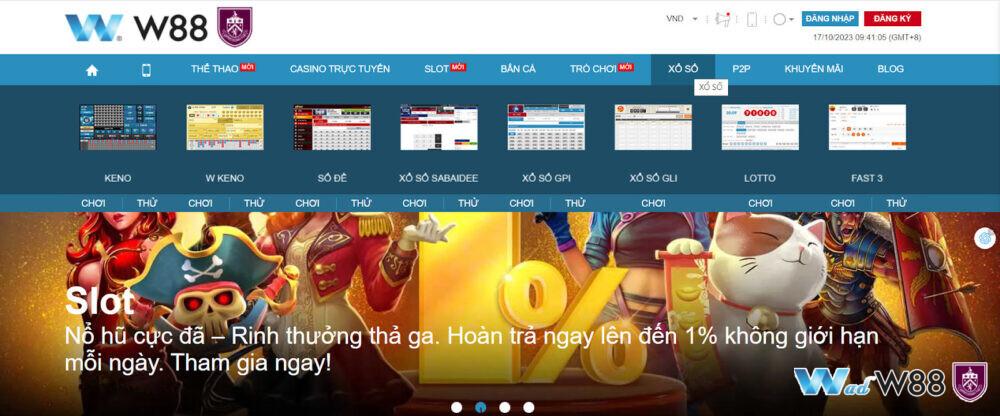 Chọn sảnh Lotto tại mục xổ số ở nhà cái W88