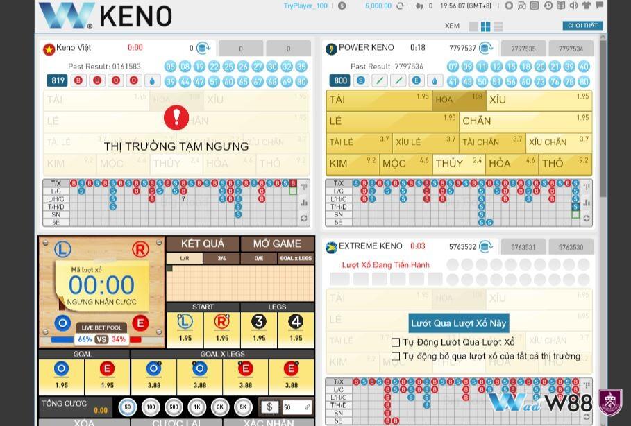 Hướng dẫn chơi tại sảnh cá cược Keno W88